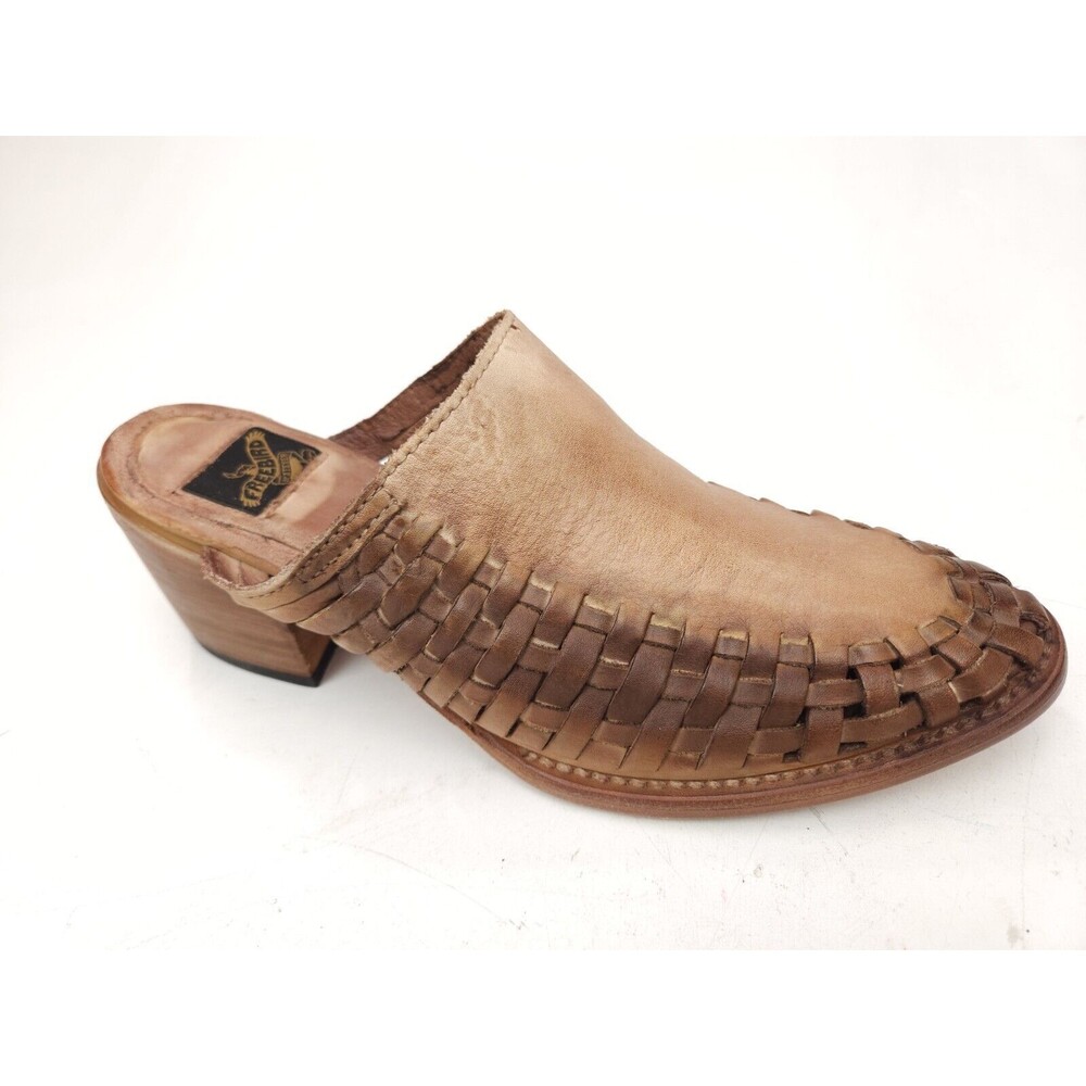 Women's Freebird By Steven Sofia Tan Leather Mules Clogs Size US 9